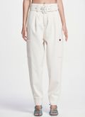 Calça Baggy Off White em Sarja Karol