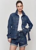 Jaqueta Jeans Trucker com Cinto