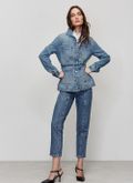 Jaqueta Jeans Trucker com Cinto lavada