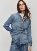 Jaqueta Jeans Trucker com Cinto lavada