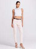 Calca Skinny em Sarja Rosa 
