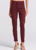 Calca Skinny Em Sarja Burgundy