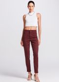 Calca Skinny Em Sarja Burgundy