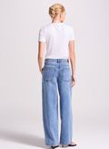 Calça Jeans Wide Leg Recortes lateral