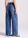 Calça Jeans Wide Leg Boho Azul Escuro