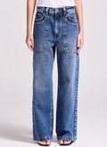Calça Jeans Wide Leg Boho Azul Escuro