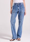 Calça Jeans Reta Elastano bolso gardener