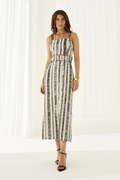 Vestido Franjas Ipê Preto e Branco