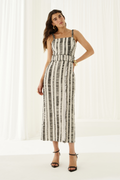 Vestido Franjas Ipê Preto e Branco
