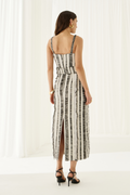 Vestido Franjas Ipê Preto e Branco
