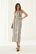 Vestido Franjas Ipê Preto e Branco