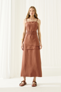 Vestido Longo Lotus Marrom