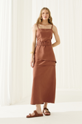 Vestido Longo Lotus Marrom