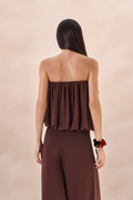 Top Balone Chiffon Camille Marrom