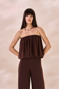 Top Balone Chiffon Camille Marrom