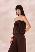 Top Balone Chiffon Camille Marrom