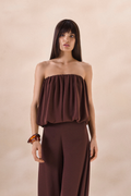 Top Balone Chiffon Camille Marrom