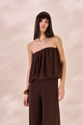 Top Balone Chiffon Camille Marrom