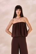 Top Balone Chiffon Camille Marrom