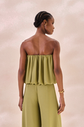 Top Balone Chiffon Camille Verde Alecrim