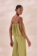 Top Balone Chiffon Camille Verde Alecrim