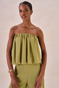 Top Balone Chiffon Camille Verde Alecrim