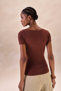 Camiseta Canelada Sylvie Marrom