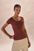 Camiseta Canelada Sylvie Marrom