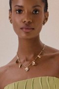 Colar Metal Pingentes Mel Dourado