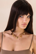 Colar Metal Pingentes Mel Dourado