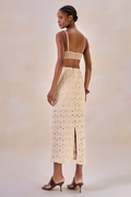 Saia Tule Bordado Rayssa Creme