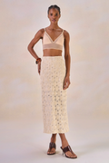 Saia Tule Bordado Rayssa Creme