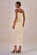 Saia Tule Bordado Rayssa Creme