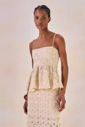 Blusa Tule Bordado Rayssa Creme