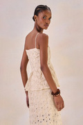 Blusa Tule Bordado Rayssa Creme