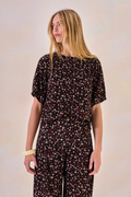 Blusa Viscose Fleur Estampa Flor Preto