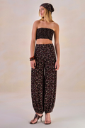 Calça Viscose Fleur Estampa Flor Preto