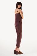 Calça Pregas Crepe Helene Marrom