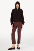 Calça Pregas Crepe Helene Marrom