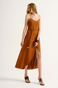 Vestido Linho Citrino Marrom