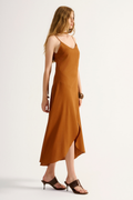 Vestido Linho Citrino Marrom