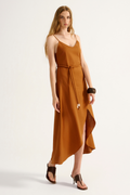 Vestido Linho Citrino Marrom