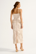 Vestido Babados Nerina Bege
