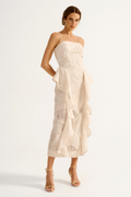 Vestido Babados Nerina Bege