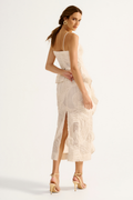 Vestido Babados Nerina Bege