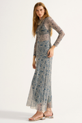 Vestido Tule Acqualume Estampado
