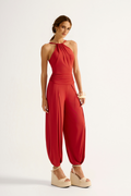 Calça Pregas Safira Vermelho