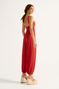 Calça Pregas Safira Vermelho