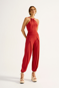 Calça Pregas Safira Vermelho