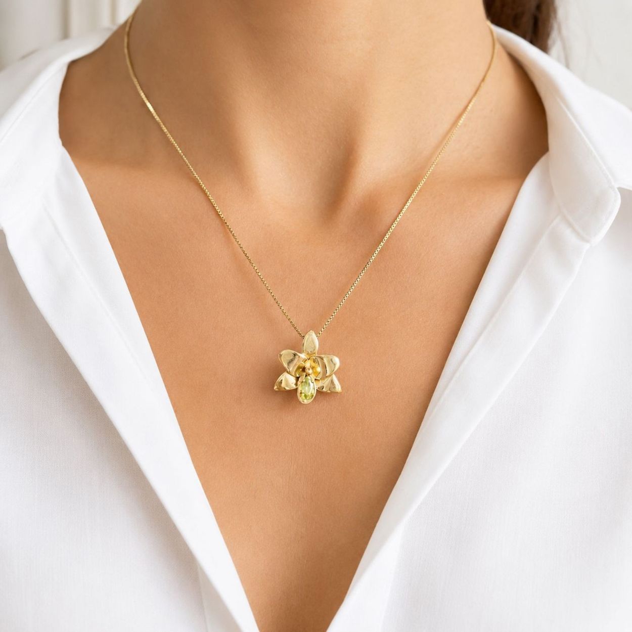 Colar Orquídea - Peridoto